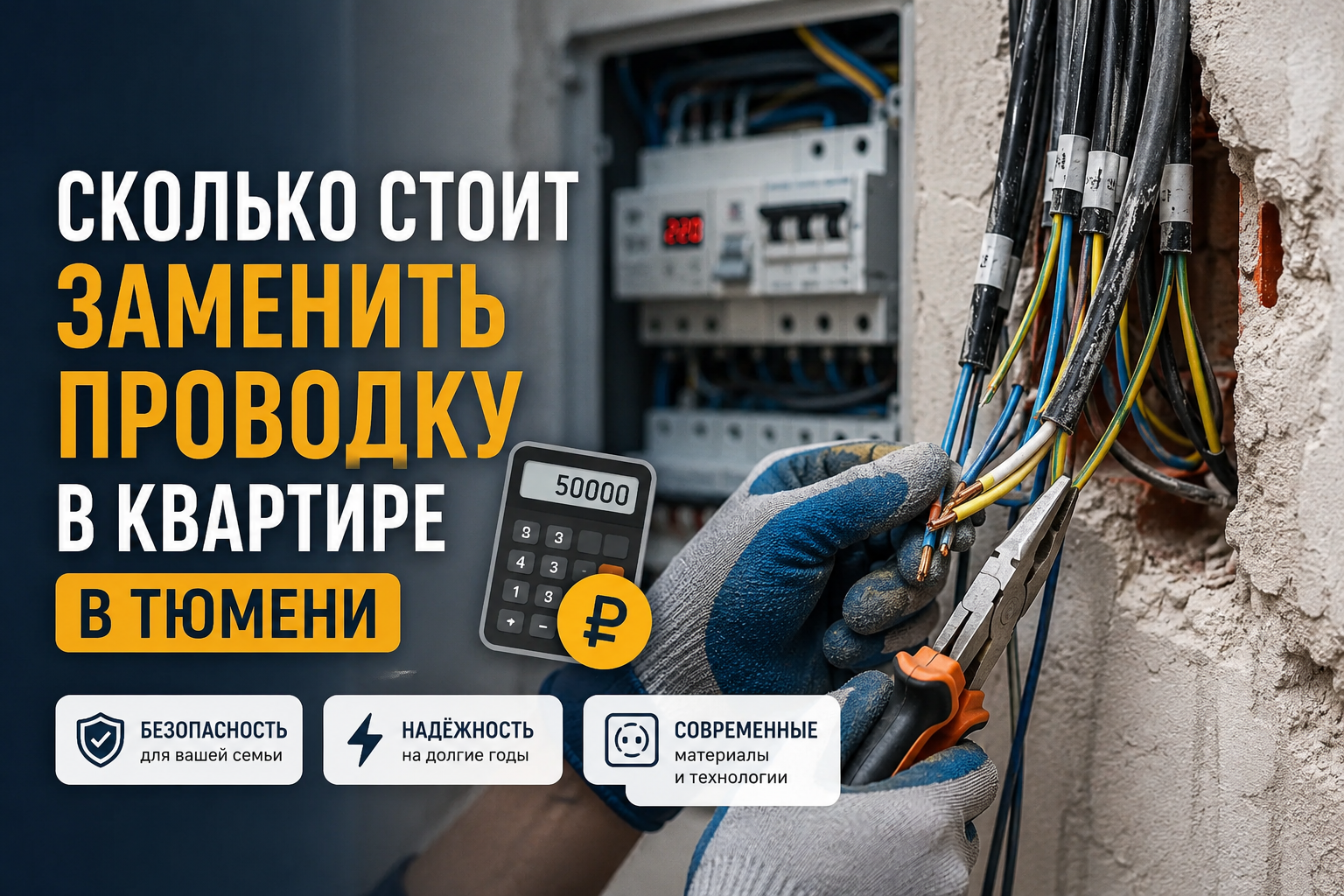Сколько стоит заменить проводку в квартире в Тюмени: цены, нюансы и на чем не стоит экономить