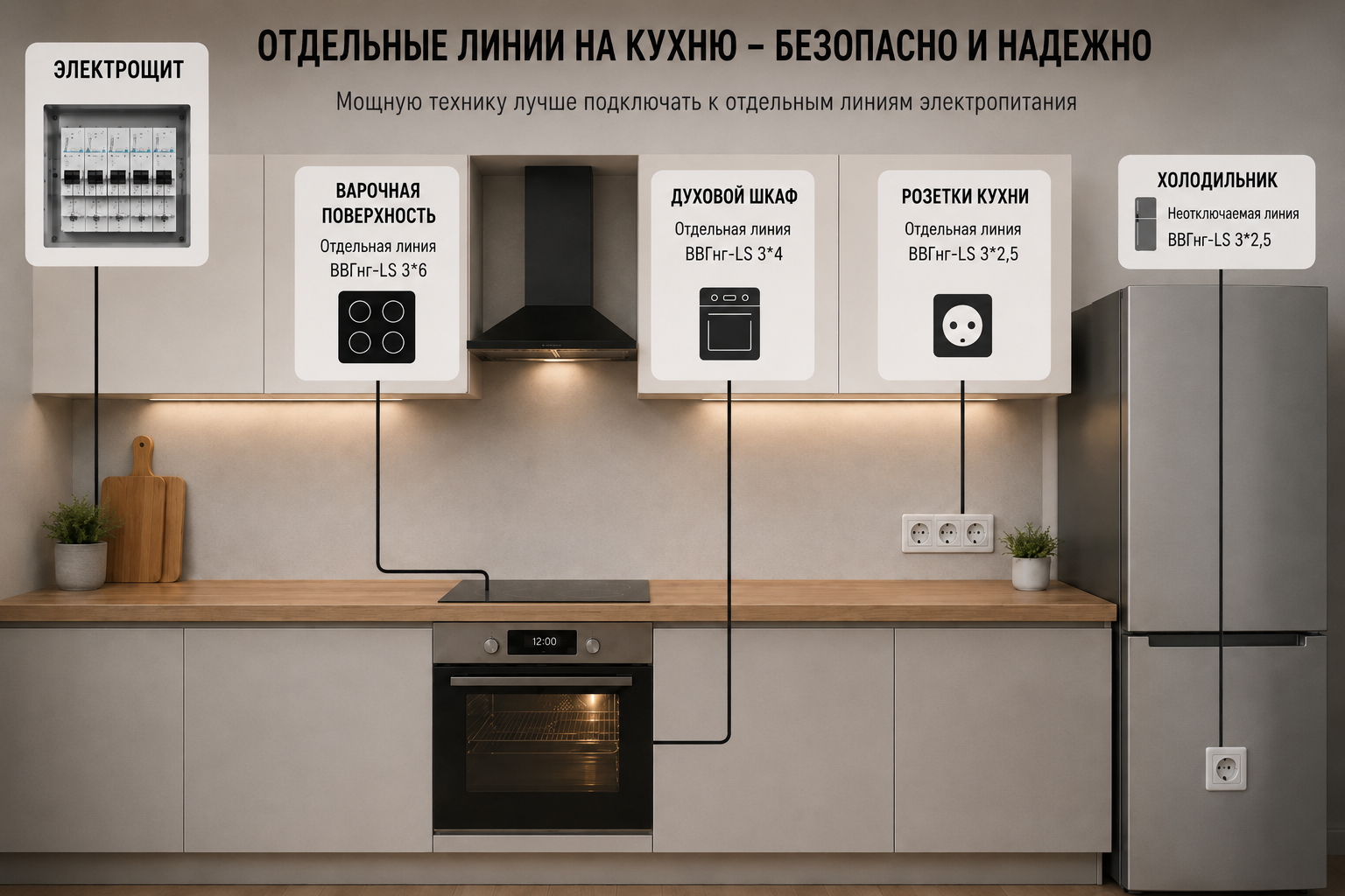 Рис.4. Отдельные электрические группы на кухне