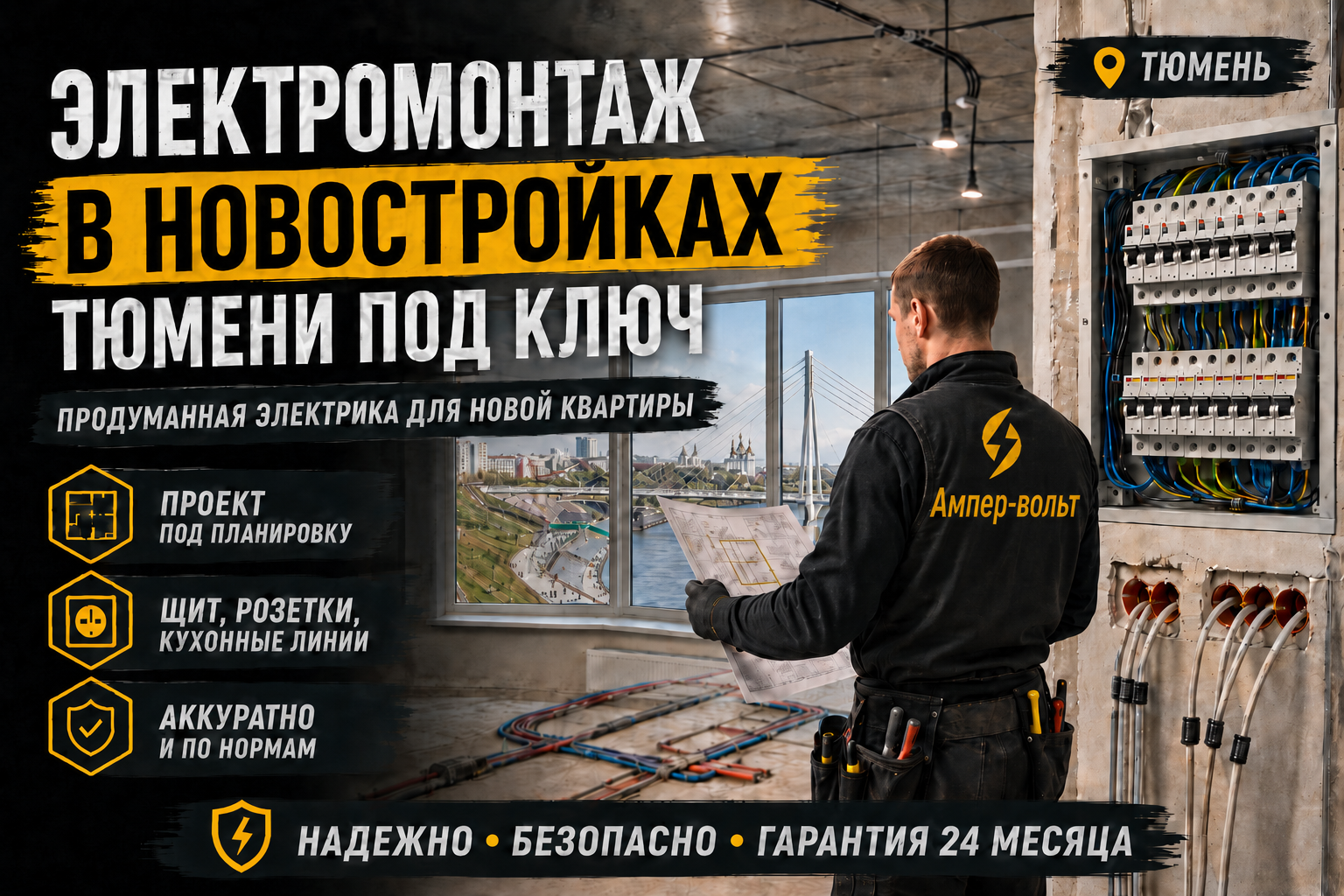 Электромонтаж в новостройках Тюмени под ключ: что входит в работу