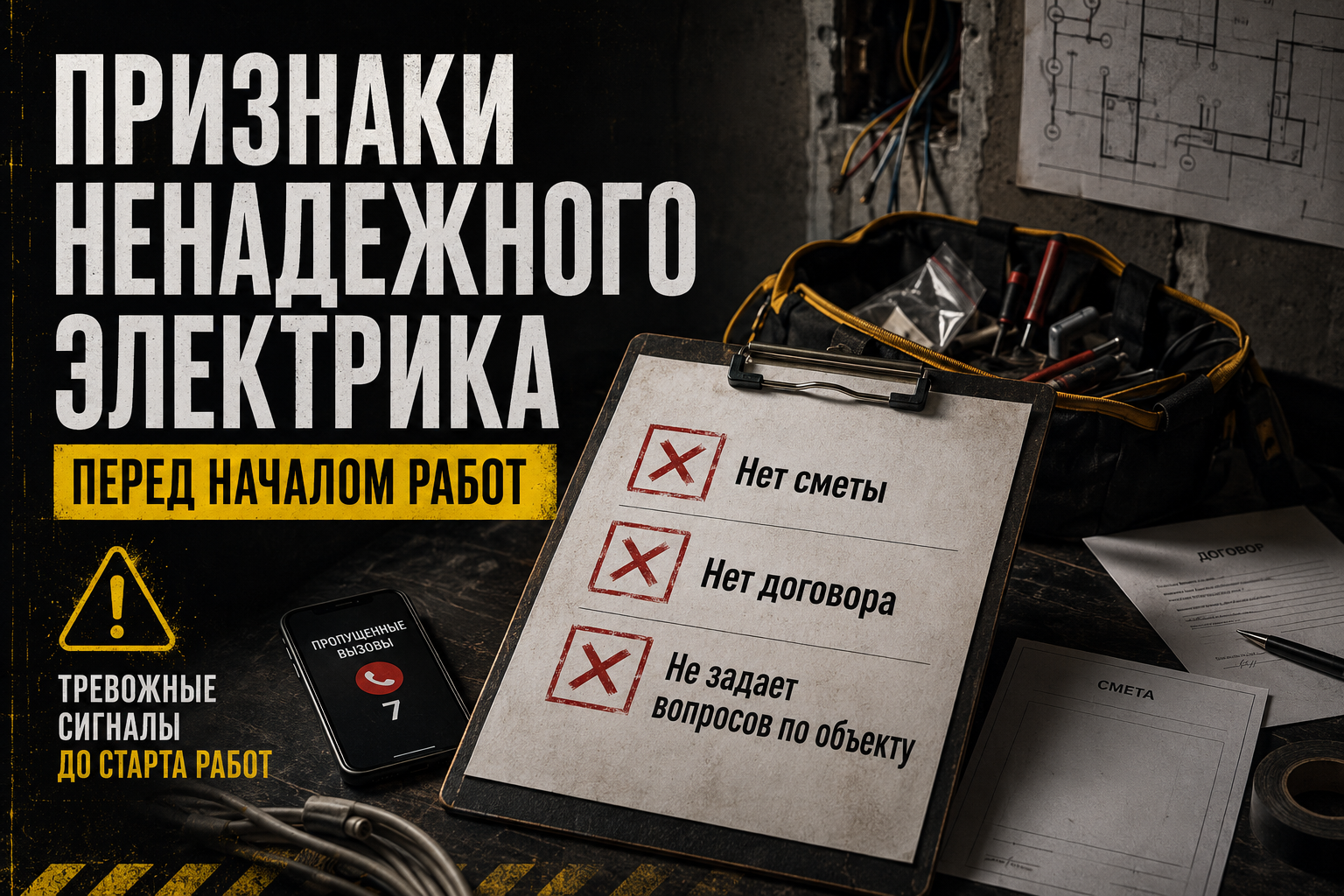 Рис.3 Признаки ненадежного электрика перед началом работ