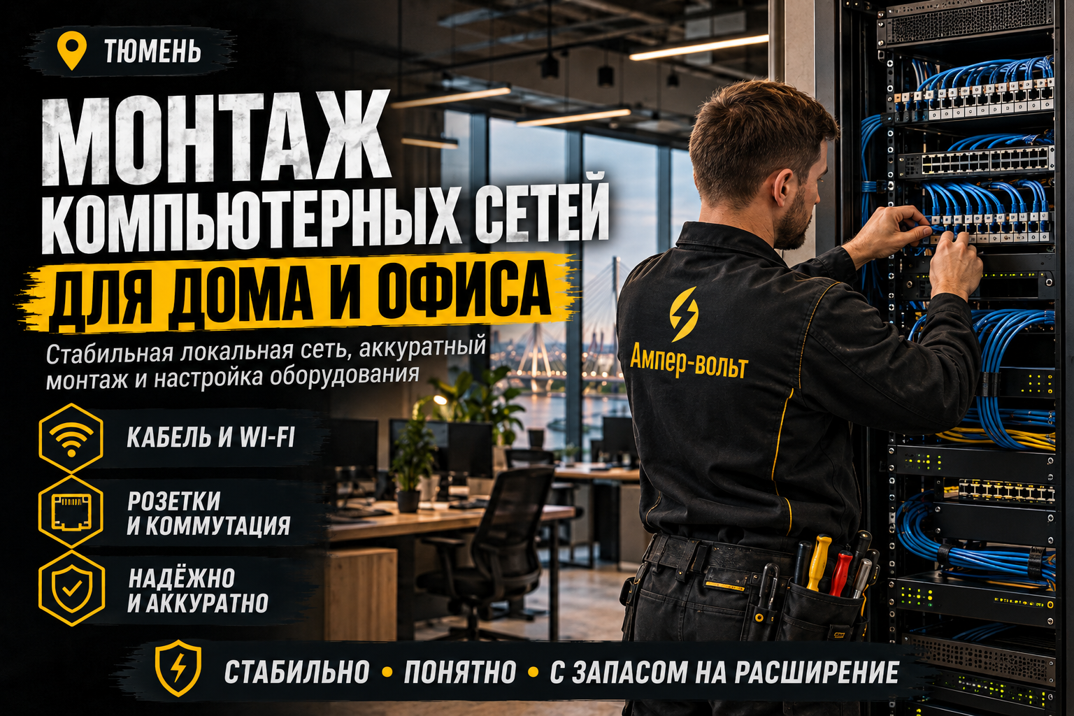 Монтаж компьютерных сетей в Тюмени для дома и офиса